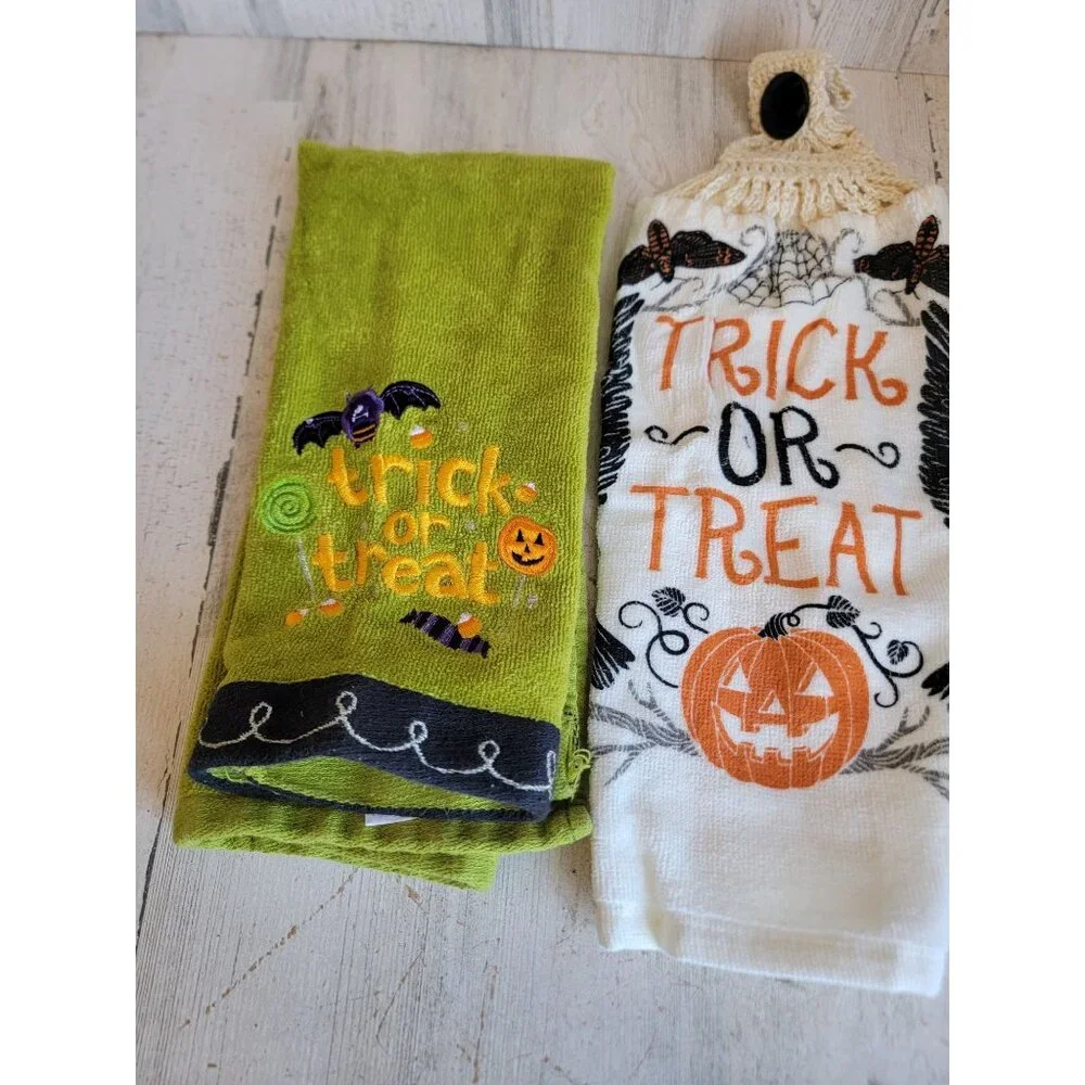 Halloween trick or treat kitchen towel set unique cute home decor bat‎